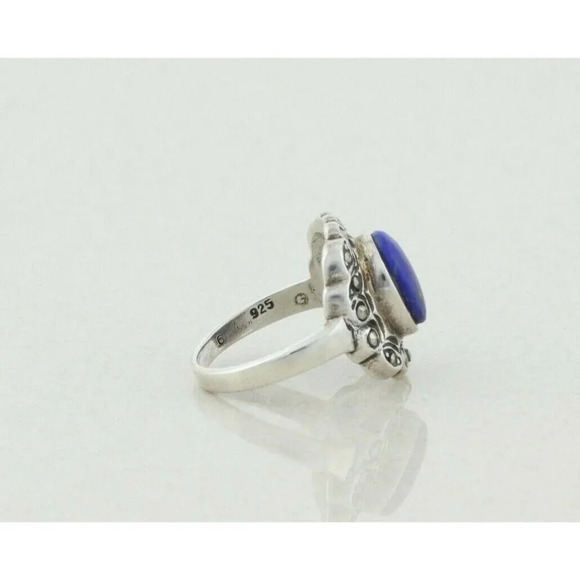 Sterling Silver Lapis Lazuli and Marcasite Ring Size 6 - Picture 6 of 7